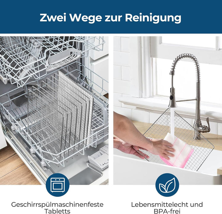 Edelstahl Dörrautomat, 1000W Dörrgerät für Obst und Gemüse mit LED-Anzeige, präziser Temperaturregel