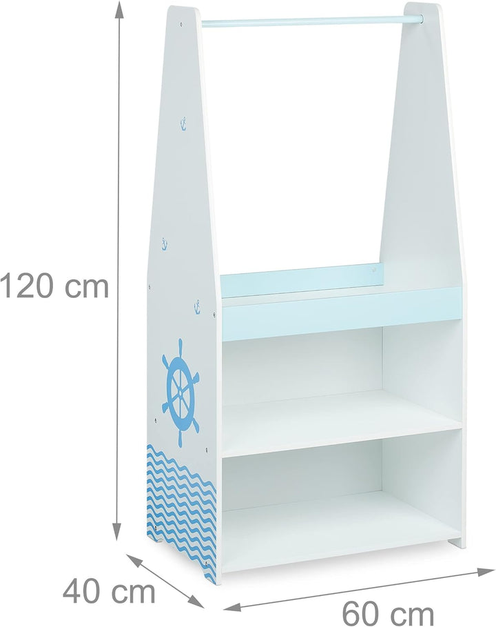 Relaxdays Kleiderständer Kinder, HxBxT: 120 x 60 x 40 cm, Kleiderstange, 3 Fächer, Garderobe Kinderz