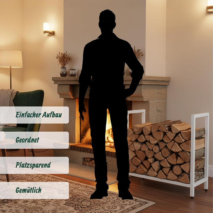Relaxdays Kaminholzregal, Metall, HBT: 62,5 x 65 x 30,5cm, Brennholzregal für Feuerholz, Stapelholz,