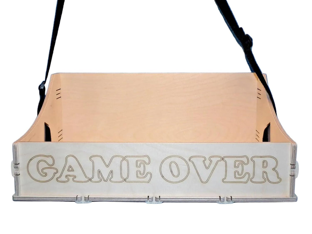GAME OVER Bauchladen aus Holz für Hochzeit Junggesellenabschied, Fete, Party, Catering oder Feier mi
