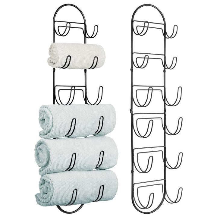 mDesign 2er-Set Handtuchhalter zur Wandmontage – Handtuchablage aus Metall – schickes Badzubehör – a
