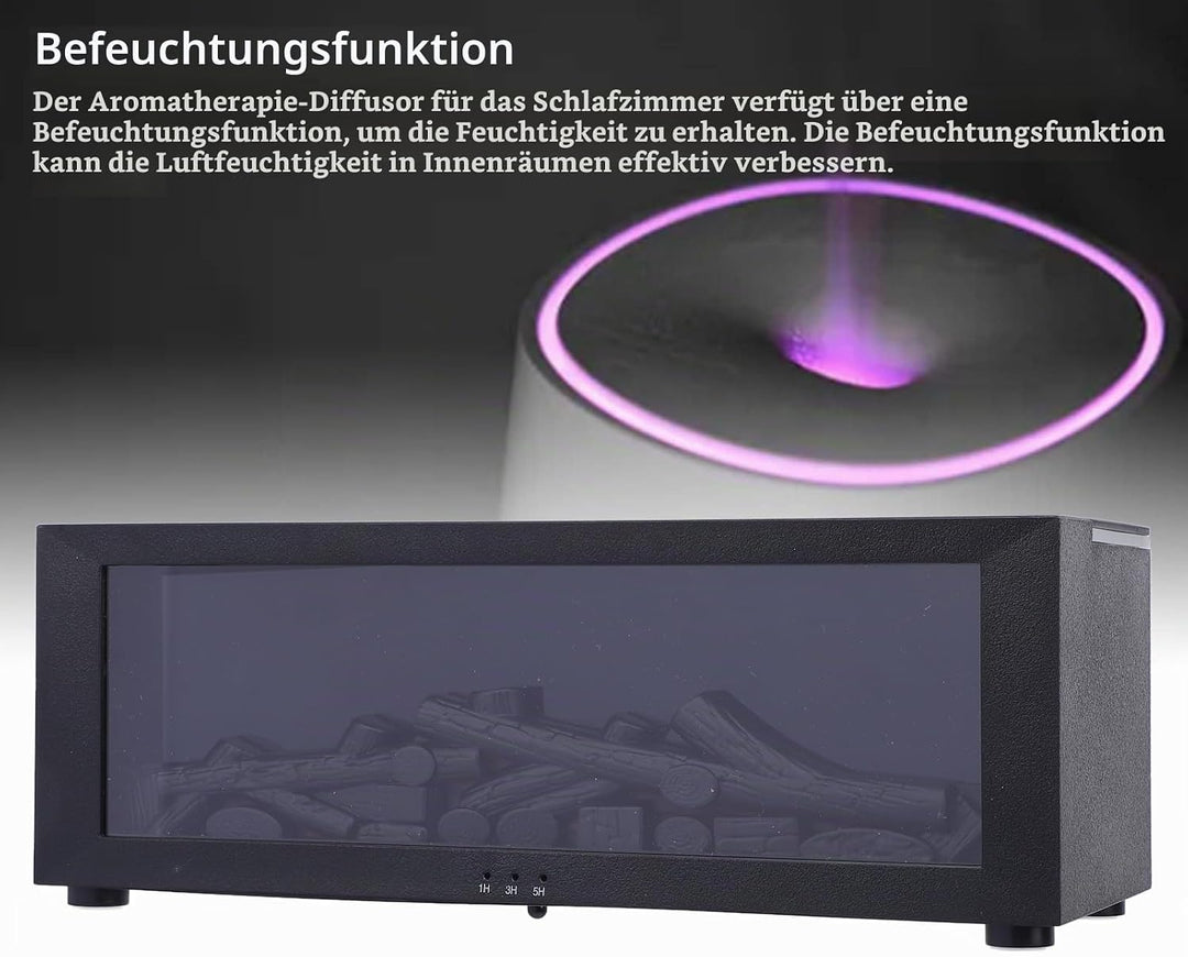 Fireplace Diffuser, Diffuser Kamin mit 3D Flammen, Kaminöl-Diffusor mit Timer, Leiser Kamindiffusor