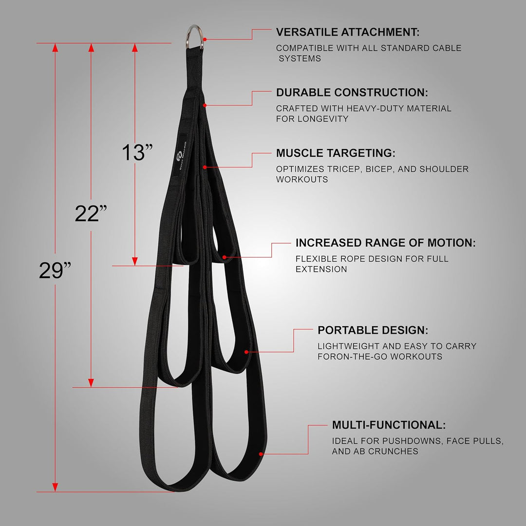 EVMT Brands Evmt Ultimate 33cm, 56cm, 76cm Trizepsseil. Vielseitiges Fitnessgerät Für Krafttraining.