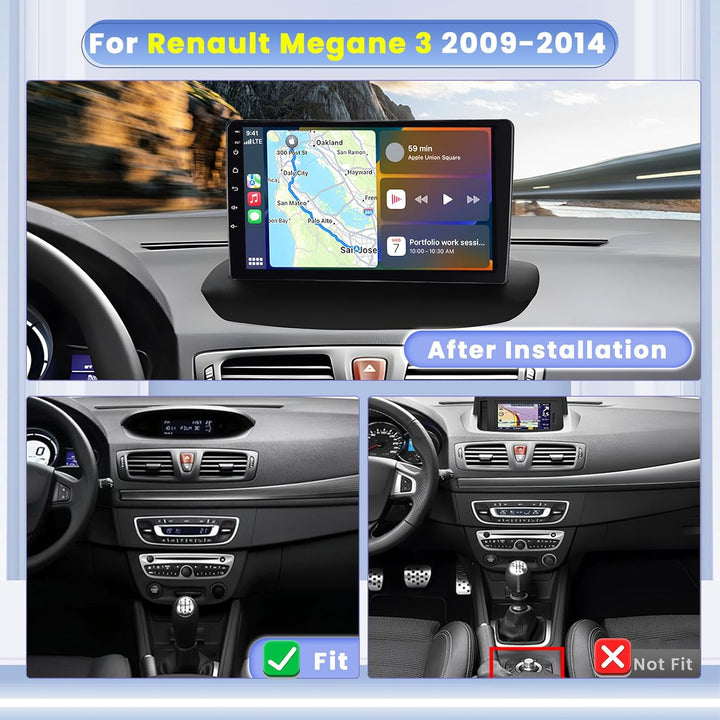 Hikity 8 core 4+64GB Android 15 Autoradio für Renault Megane 3 2009-2014 Radio Wireless CarPlay Andr