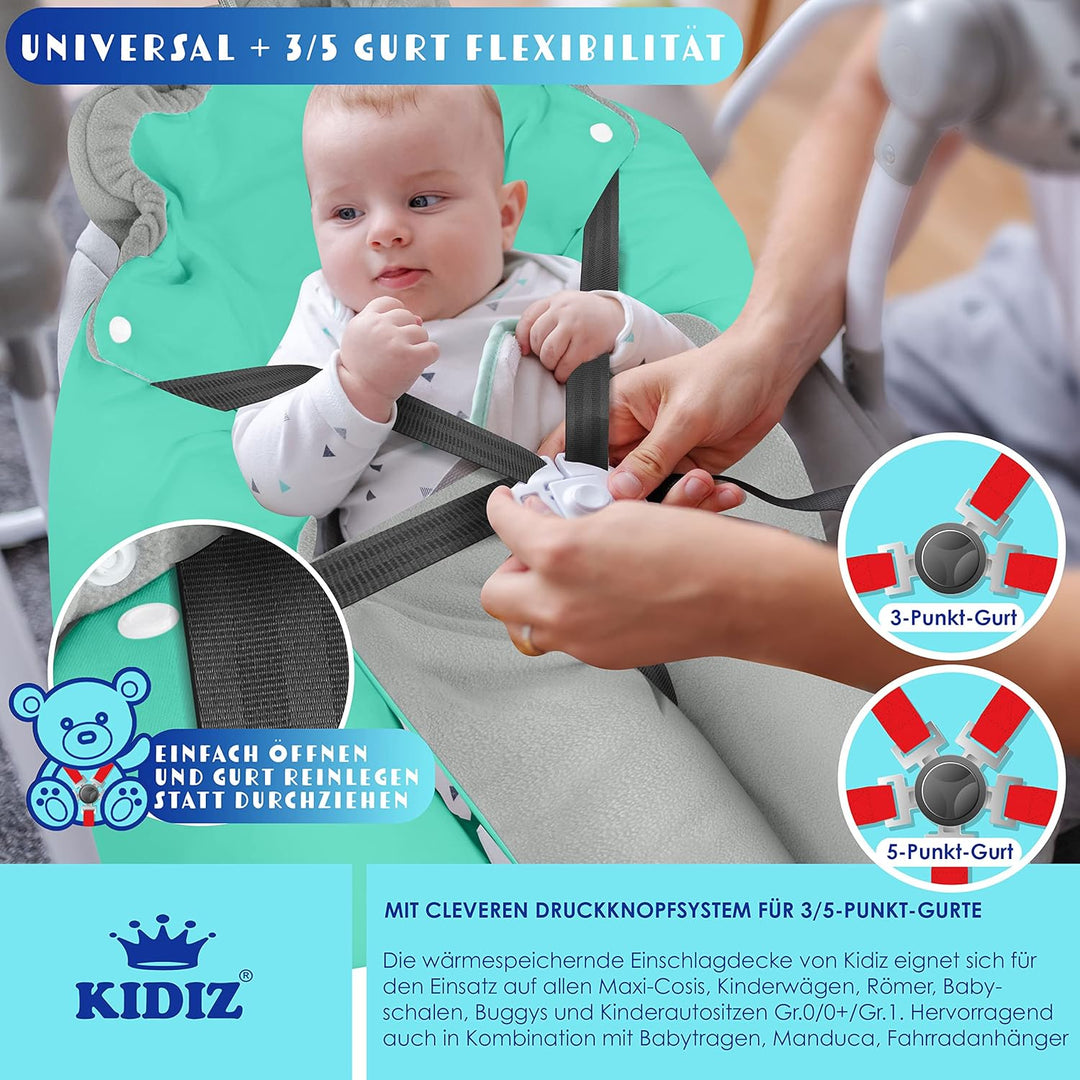KIDIZ® Baby Einschlagdecke Winter mit Kapuze +Tasche Babyeinschlagdecke Universal für Babyschale, Au