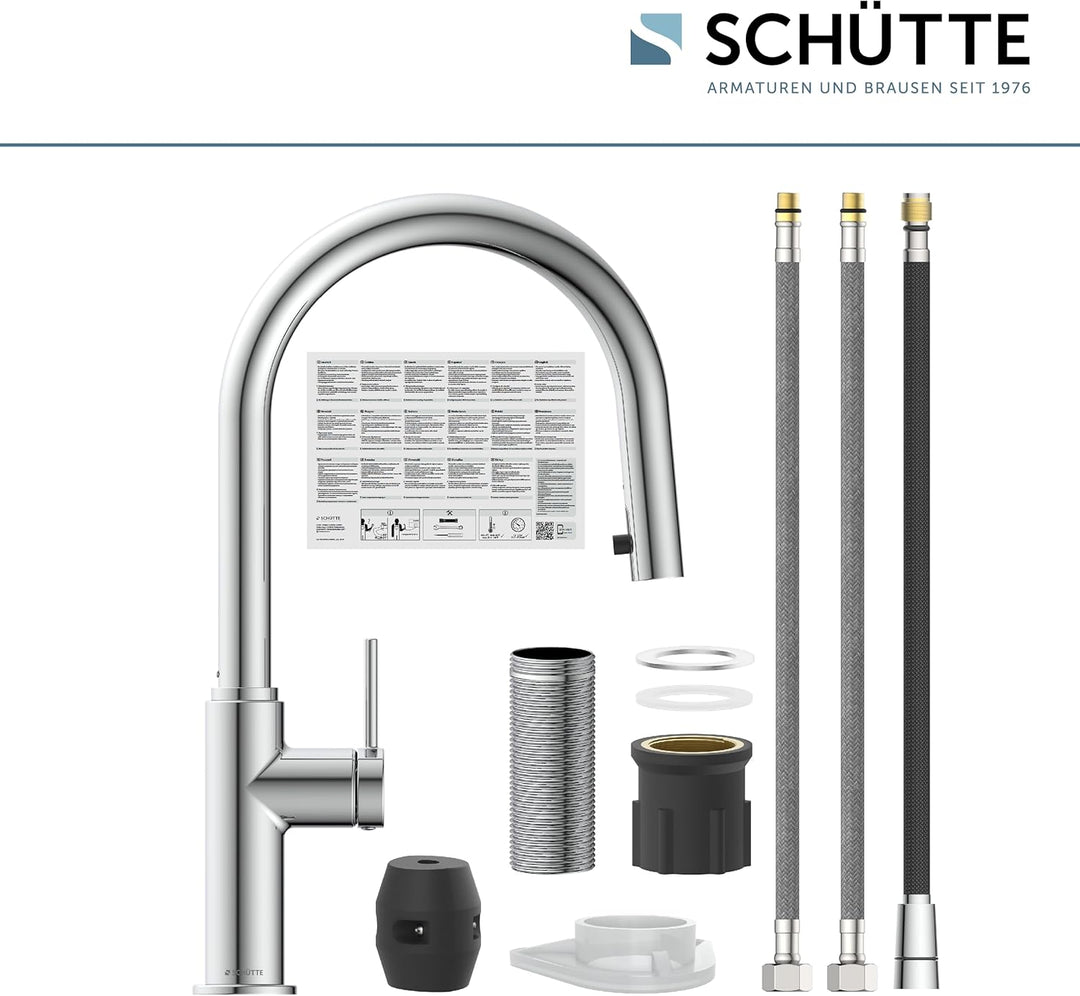 SCHÜTTE 79516 Blackpool Küchenarmatur mit ausziehbarer Geschirrbrause | 360 Grad Wasserhahn für die