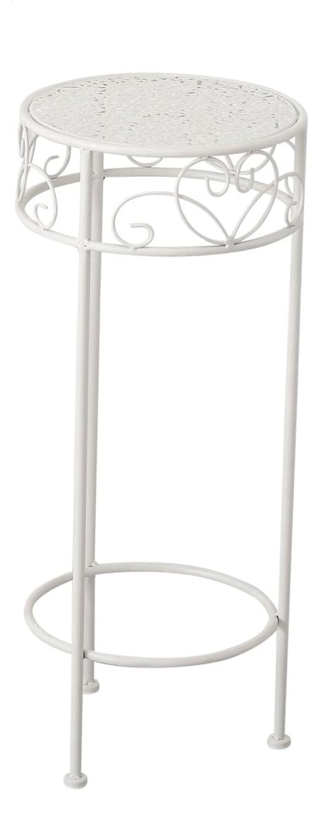 Meinposten Hoher Beistelltisch weiss Metall Telefontisch Pflanzentisch Blumenständer Tisch (Mittel 2