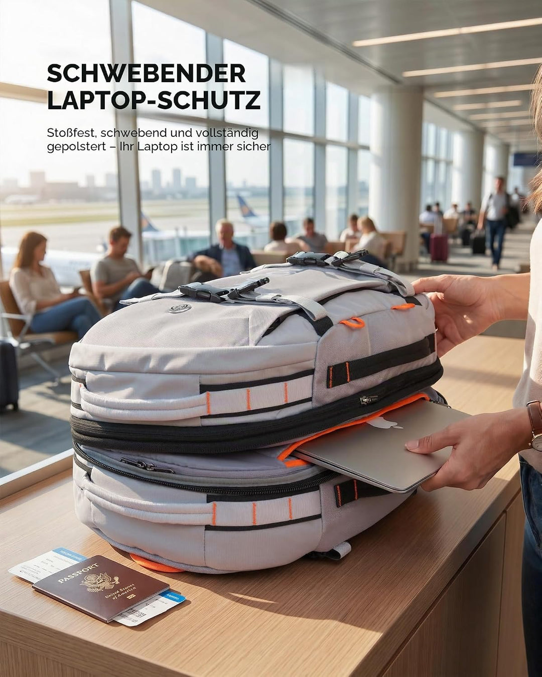 Tolaccea Reiserucksack, Handgepäck Rucksack Flugzeug, TSA-Freundlicher Laptop Rucksack 15,6 Zoll, Er