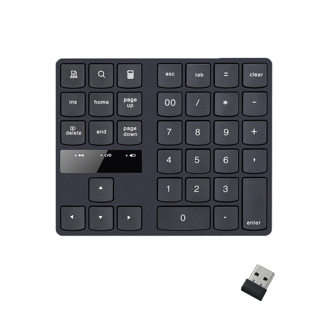 Kabelloser Nummernblock mit 35 Tasten, wiederaufladbare Mini-Tastatur für Laptop, Desktop-PC