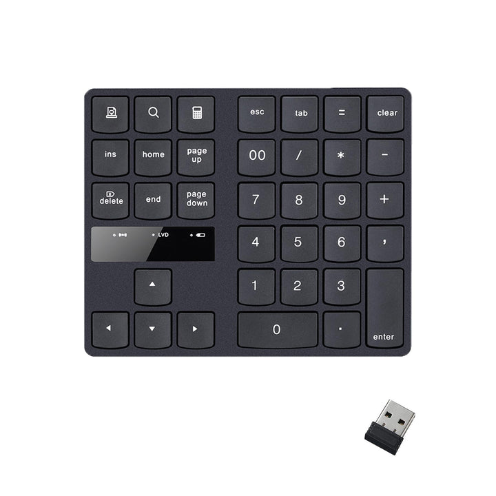 Kabelloser Nummernblock mit 35 Tasten, wiederaufladbare Mini-Tastatur für Laptop, Desktop-PC