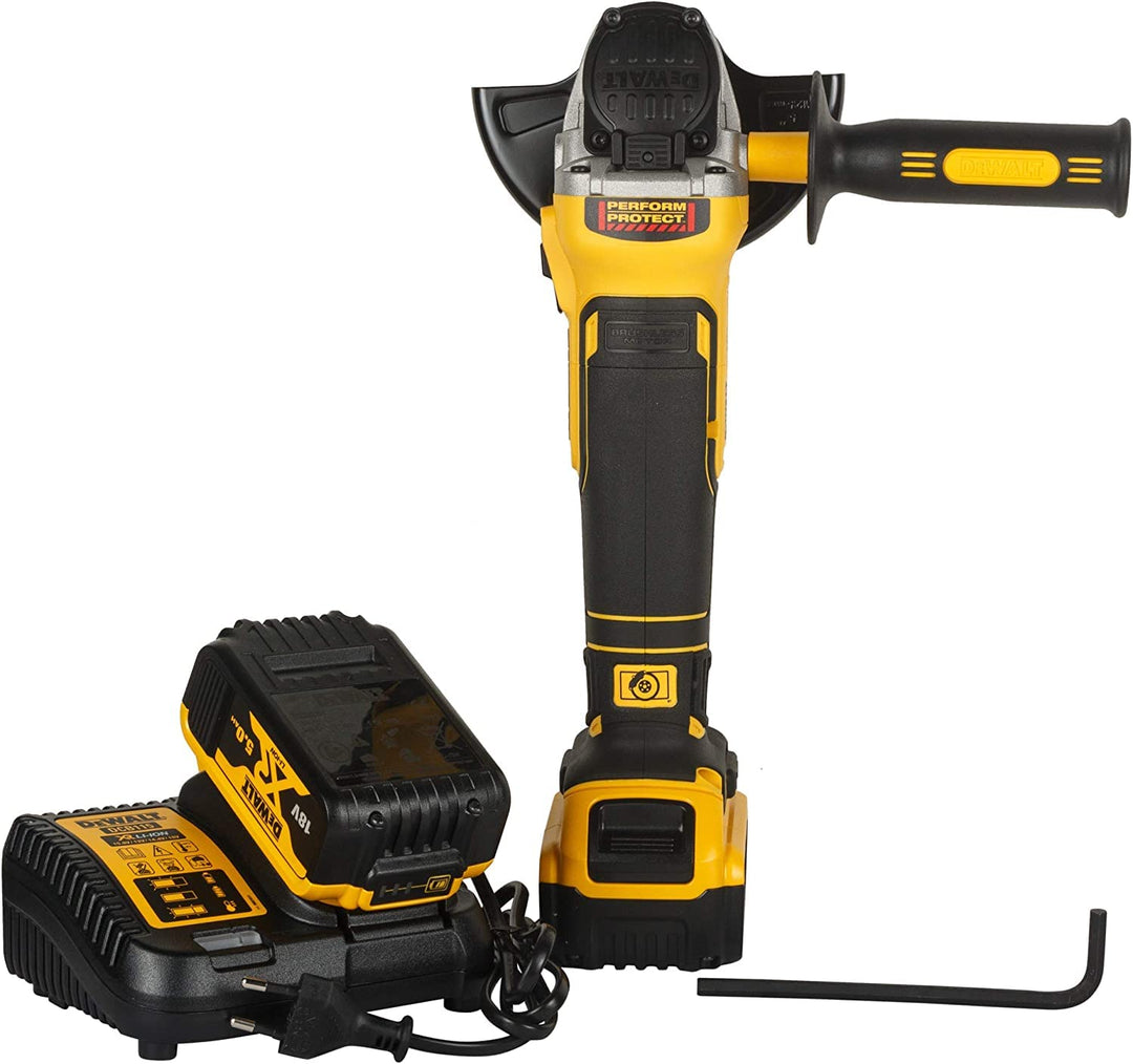 Dewalt 18 Volt 125 mm Akku-Winkelschleifer DCG405P2 (800 Watt, bürstenloser Motor, Epoxyd-Harz gepan