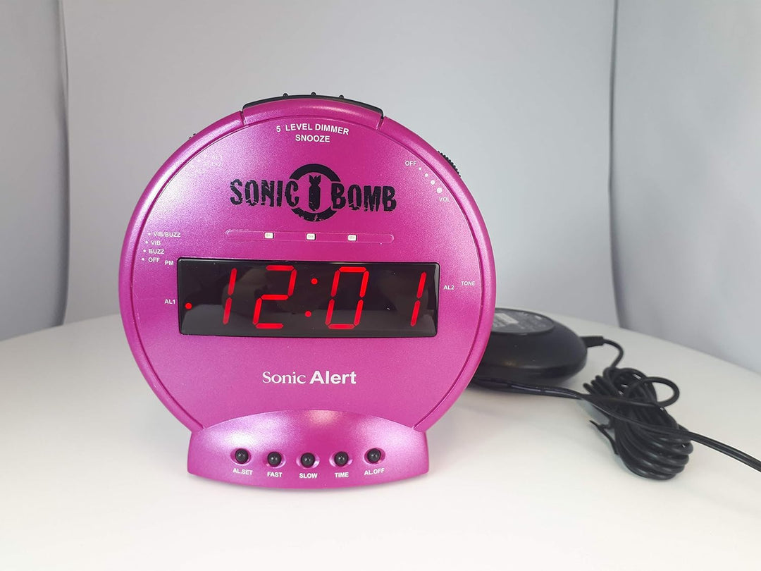 Geemarc Telecom S.A SBB500SSP-I Sonic Bomb, Vibrationswecker, Kunststoff, Plastik, Metal, Pink, One
