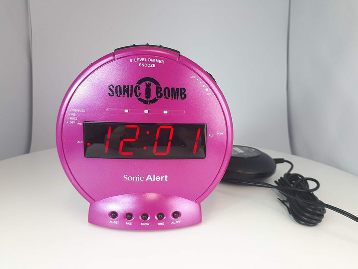 Geemarc Telecom S.A SBB500SSP-I Sonic Bomb, Vibrationswecker, Kunststoff, Plastik, Metal, Pink, One