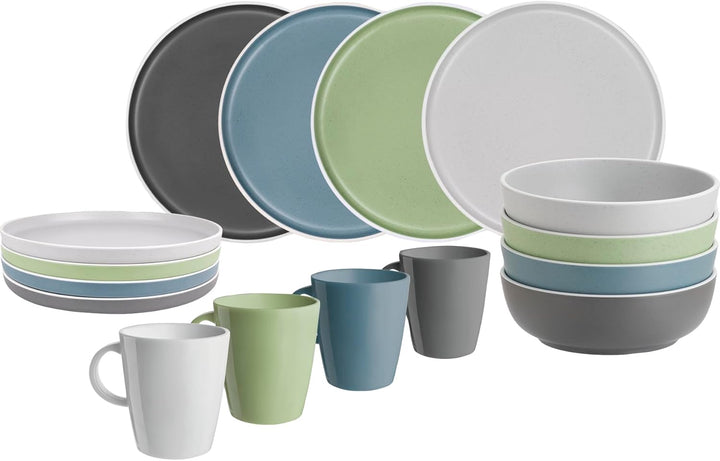 BRUNNER Melamin Geschirr Set Lunch Box Dolomit Stone Touch Camping Teller 16tlg Standard, Standard