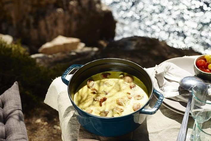 STAUB Cocotte, Gusseisen Bräter, Alle Herdarten inkl Induktion, Rund, 28 cm, 6,7 L, Petrol-Blau 28 c