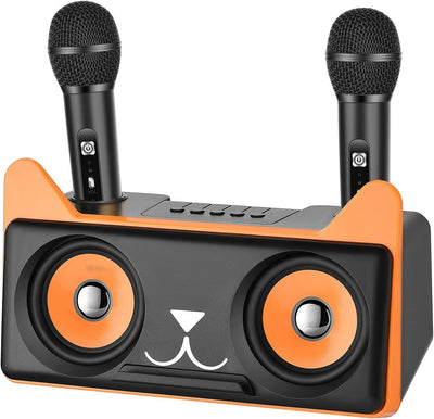 Karaoke Maschine mit 2 Drahtlosen Mikrofonen VAYOTOY Bluetooth-Lautsprecher Karaoke Anlage für Kinde