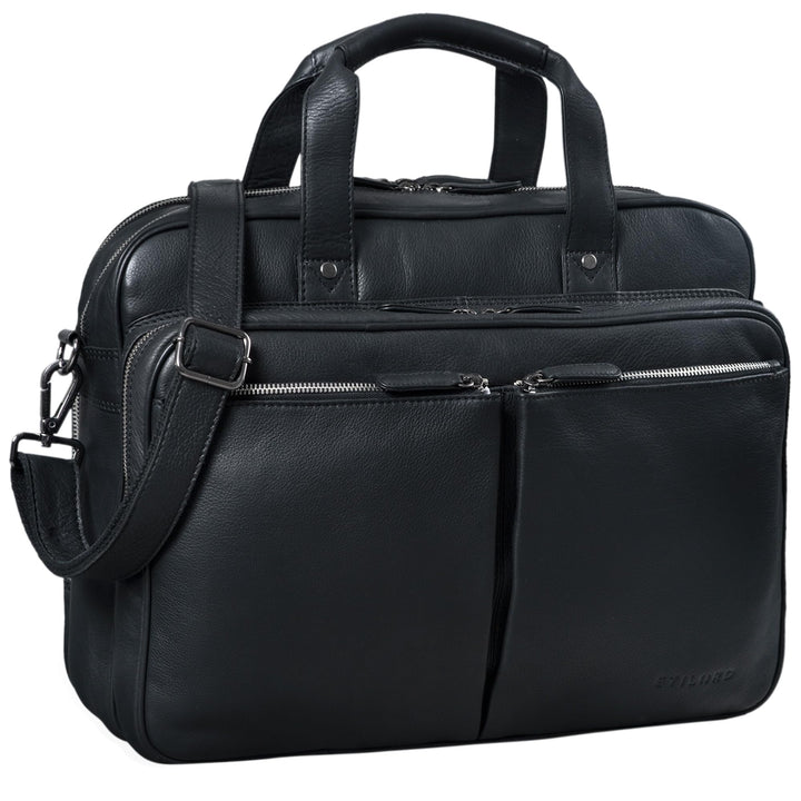 STILORD 'Remus' Ledertasche Umhängetasche Leder Aktentasche Gross 15,6 Zoll Laptoptasche abnehmbarer