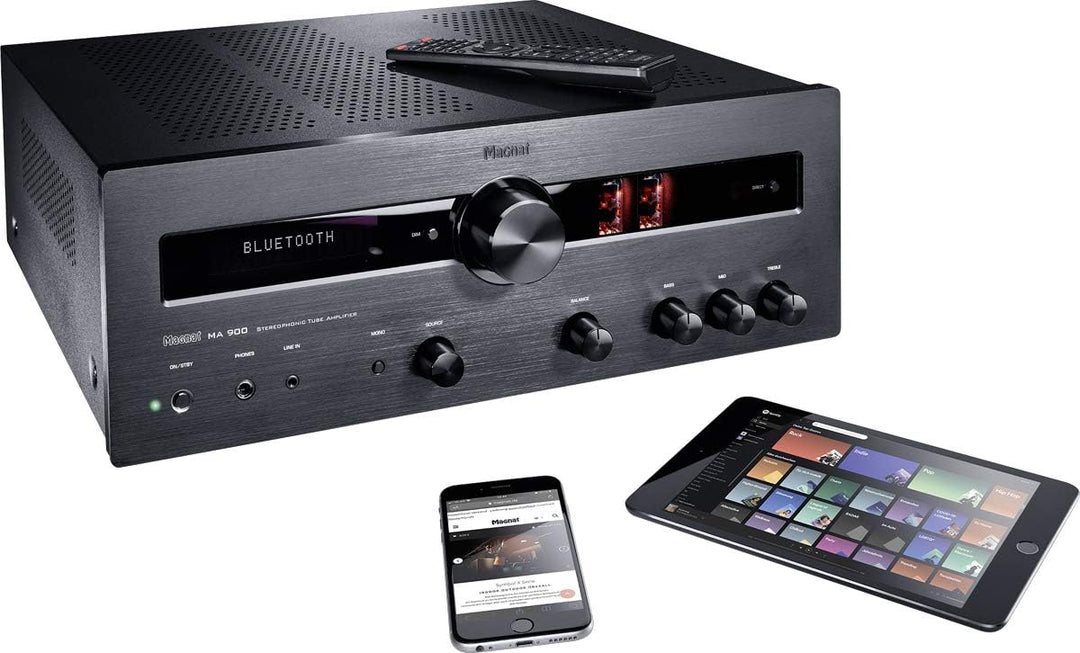 Magnat MA 900, schwarz - robuster Stereo Hybrid-Verstärker mit hochwertiger Aluminium-Front und hohe