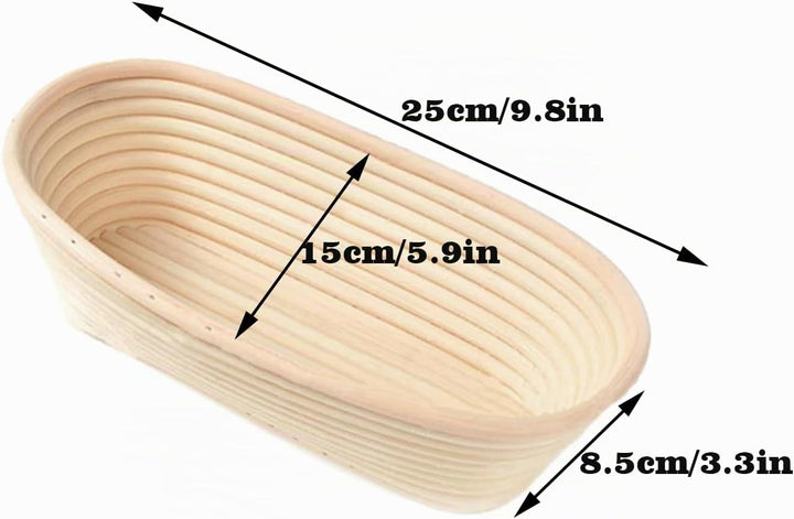 2pcs Gärkorb Oval 25cm Banneton Set, Gärkörbchen Oval, Brotkorb aus Nachhaltigem Rattan, Zum Brotbac