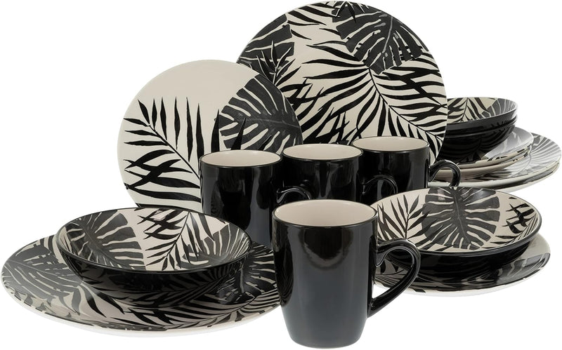 CreaTable, 25859, Serie TROPICANA black, Geschirrset, Kombiservice 16 teilig Kombiservice 16 teilig