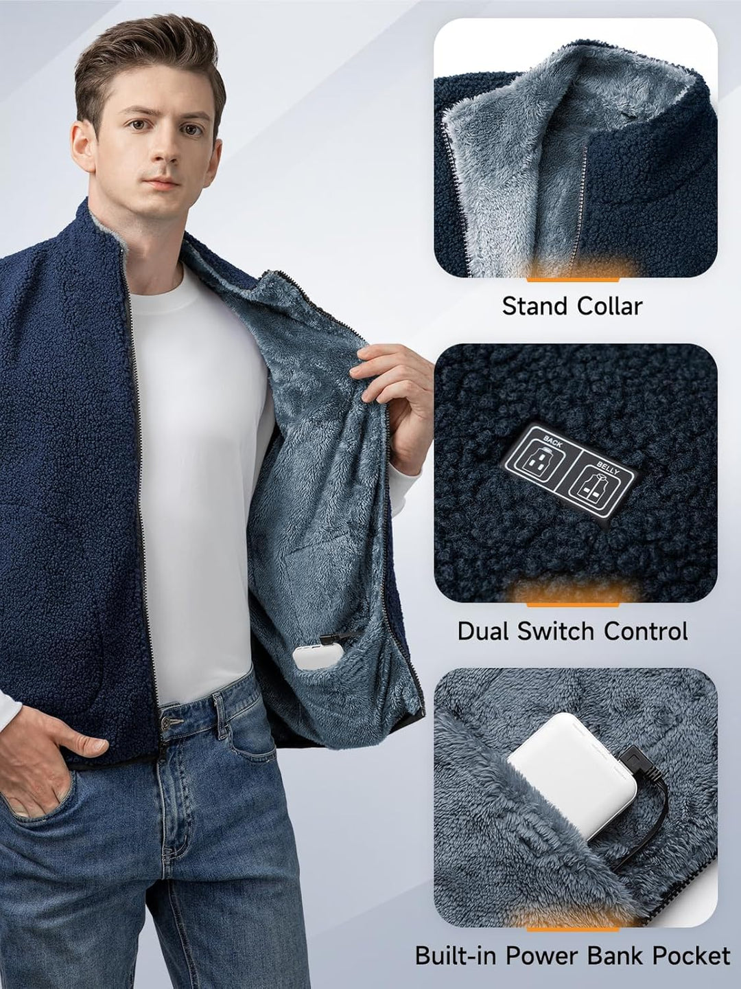 Beheizbare Weste, Heizweste für Damen Herren, Beheizte Jacke, Heizjacke mit Powerbank, 7.4V/5.0V Wär