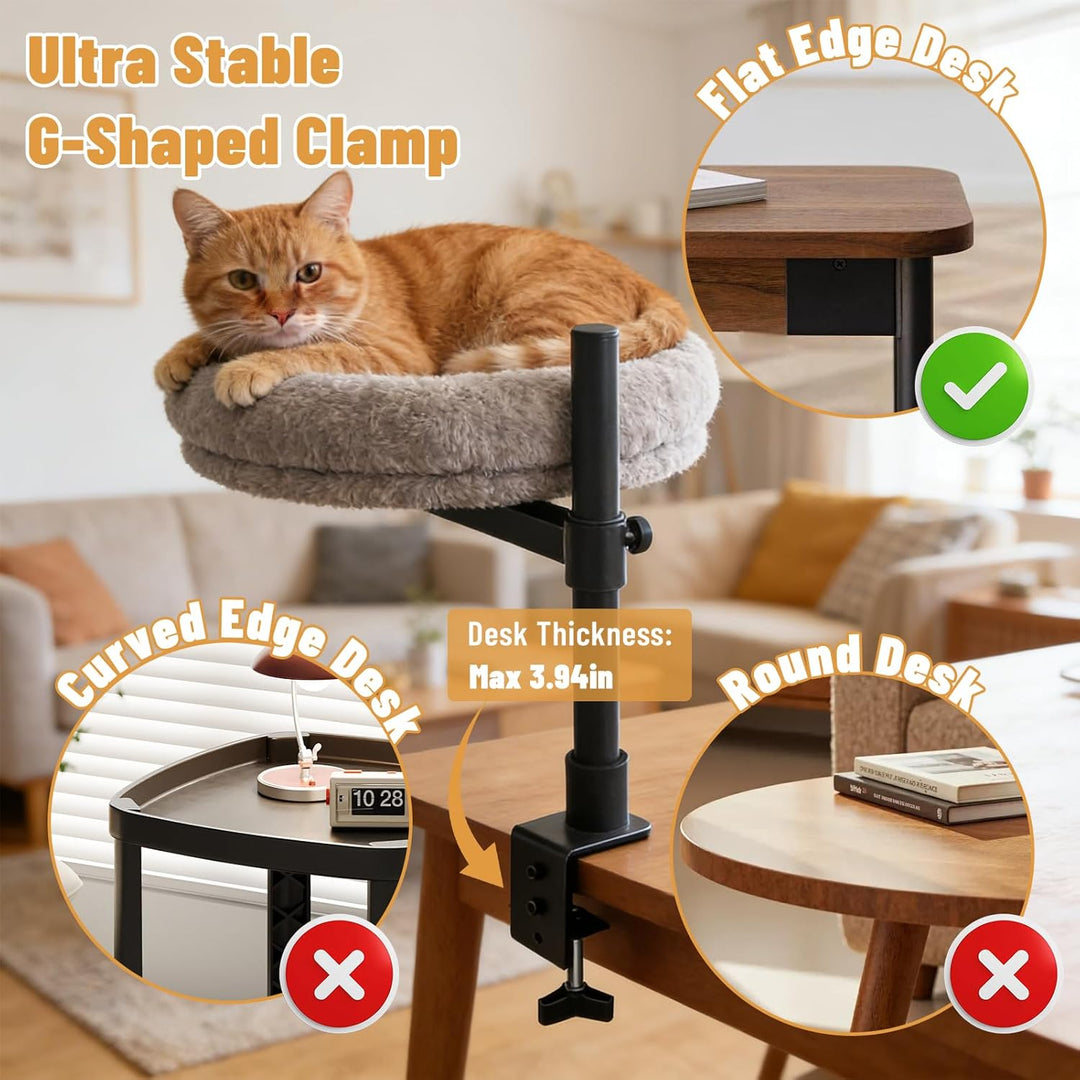 Katzenbett Schreibtisch, – 360° Drehbare Katzenhängematte Für Den Büroschreibtisch, Stabiler Metallr