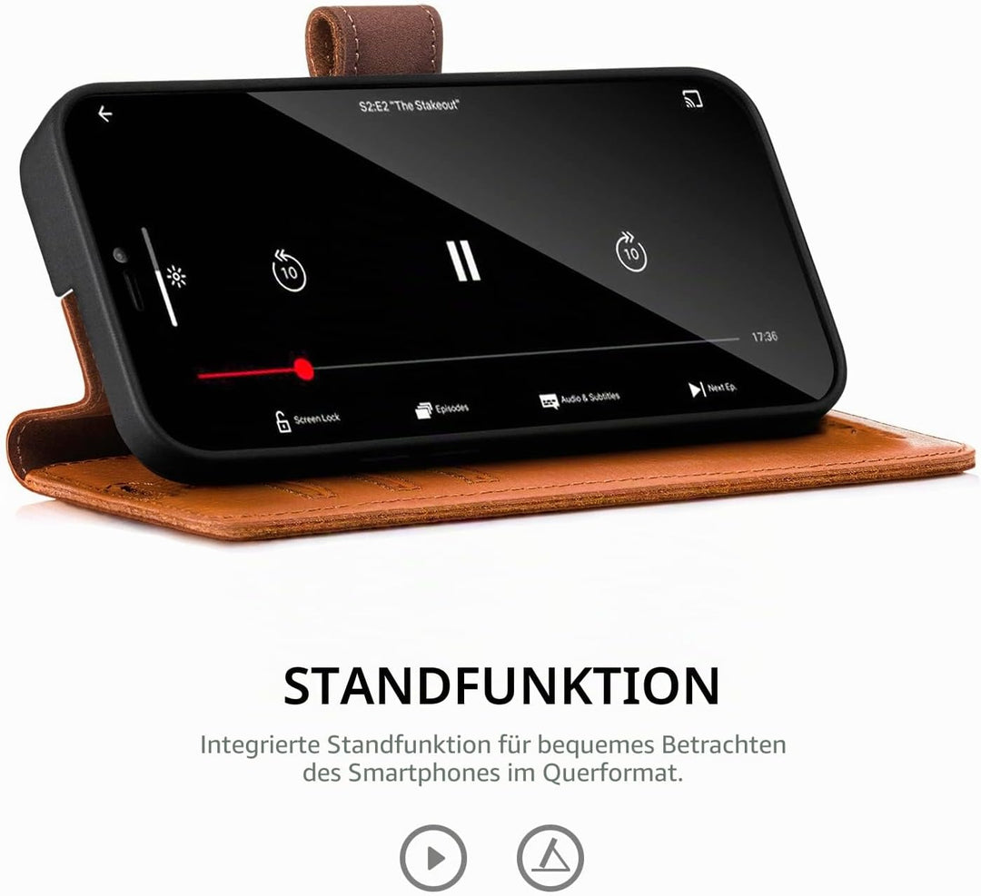 SURAZO Handyhülle für Apple iPhone 15 Pro Max Hülle Leder – Klappbar Echtleder Schutzhülle [ Magnet,