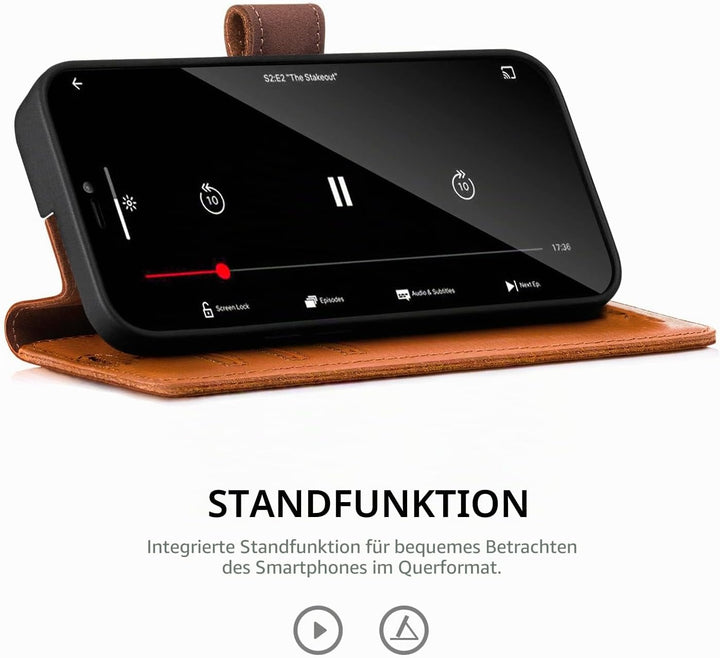 SURAZO Handyhülle für Apple iPhone 15 Pro Max Hülle Leder – Klappbar Echtleder Schutzhülle [ Magnet,
