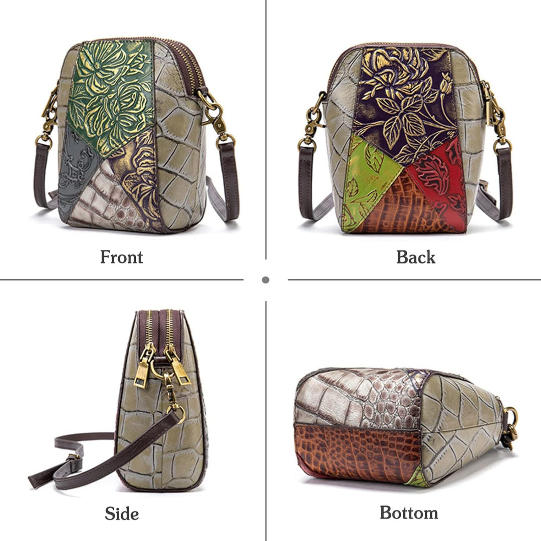 PORRASSO Damen Handy Umhängetasche Mode Handytasche Mädchen Schultertasche Leder Wasserdicht Geldbör