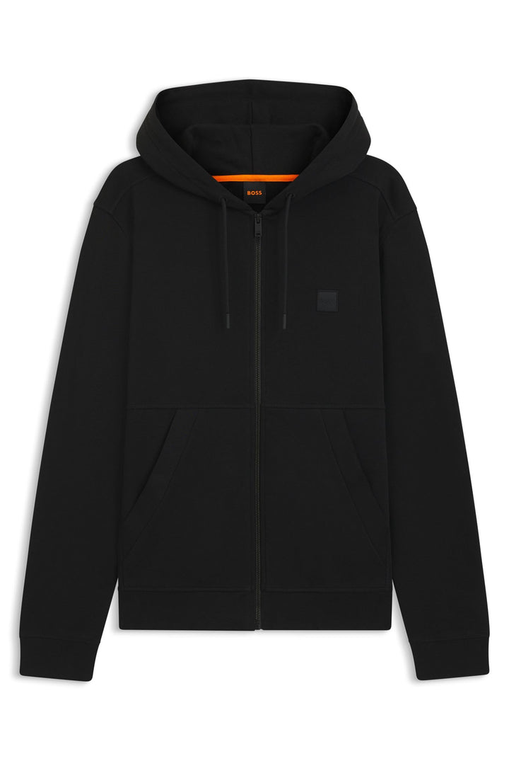 BOSS Herren Zetalky Hoodie aus Baumwoll-Terry mit tonalem Logo-Aufnäher und Reissverschluss L Black1
