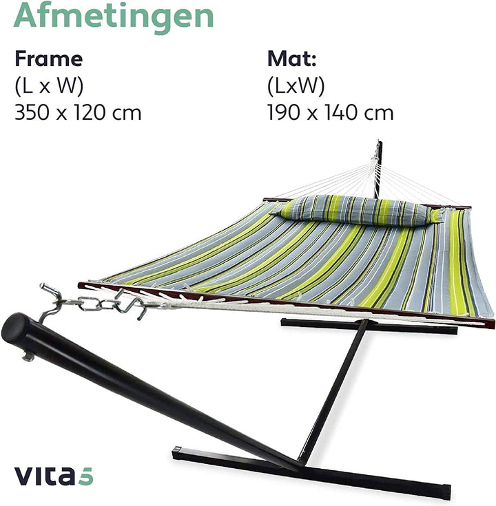 VITA5 Hängematte Outdoor - Hängematte mit Gestell für den Garten, Pool & Balkon - Grosszügige Hängem