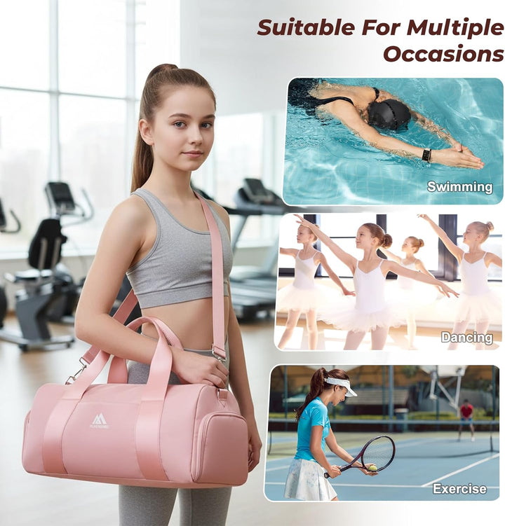 Flintronic Sporttasche Mädchen Damen Kleine, Schwimmtasche Kinder Jungen mit Schuhfach und Nassfach,