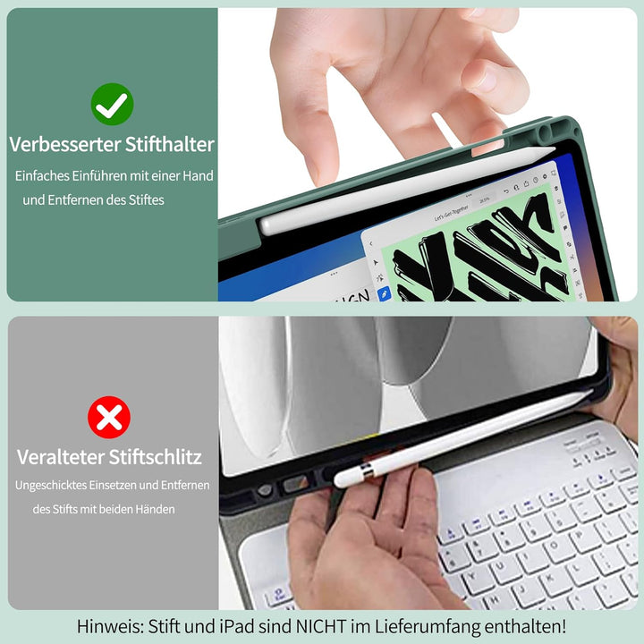 Hülle mit Tastatur für iPad A16 11 Generation 2025/10 Generation 2022(11/10.9 Zoll), Soft TPU Rücksc