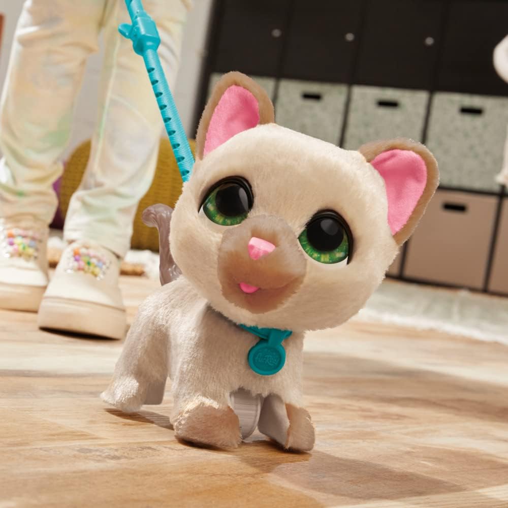 FurReal Walkalots Grosse Racker interaktive Spielzeugkatze zum Gassigehen, mit Geräuschen und Reakti