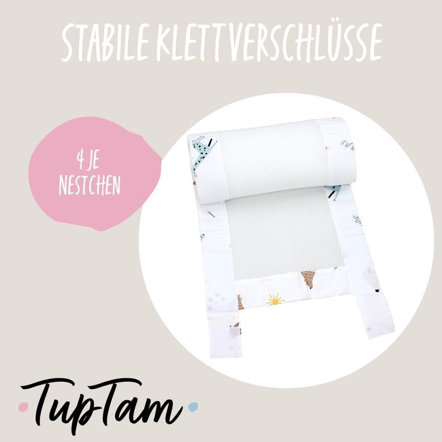 TupTam Bettumrandung Babybett 3D Mesh Nestchen – Gitterstäbe Schutz Netz 2er, Farbe: Safariwelt, Grö