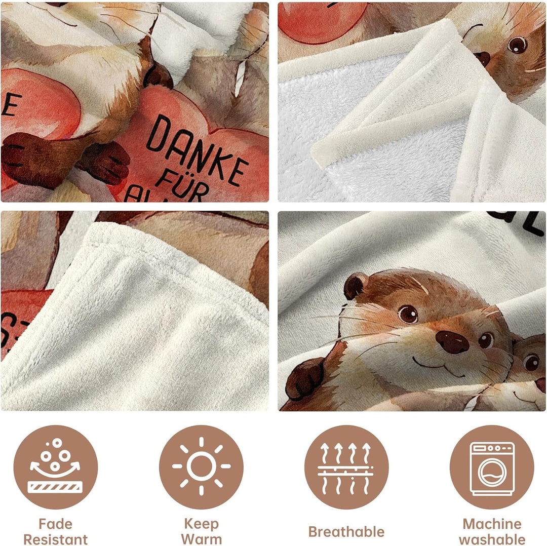 Abschiedsgeschenk Kollegen Jobwechsel, Abschied Kollegin Rente, Otter Kuscheldecke, Abschiedsgeschen