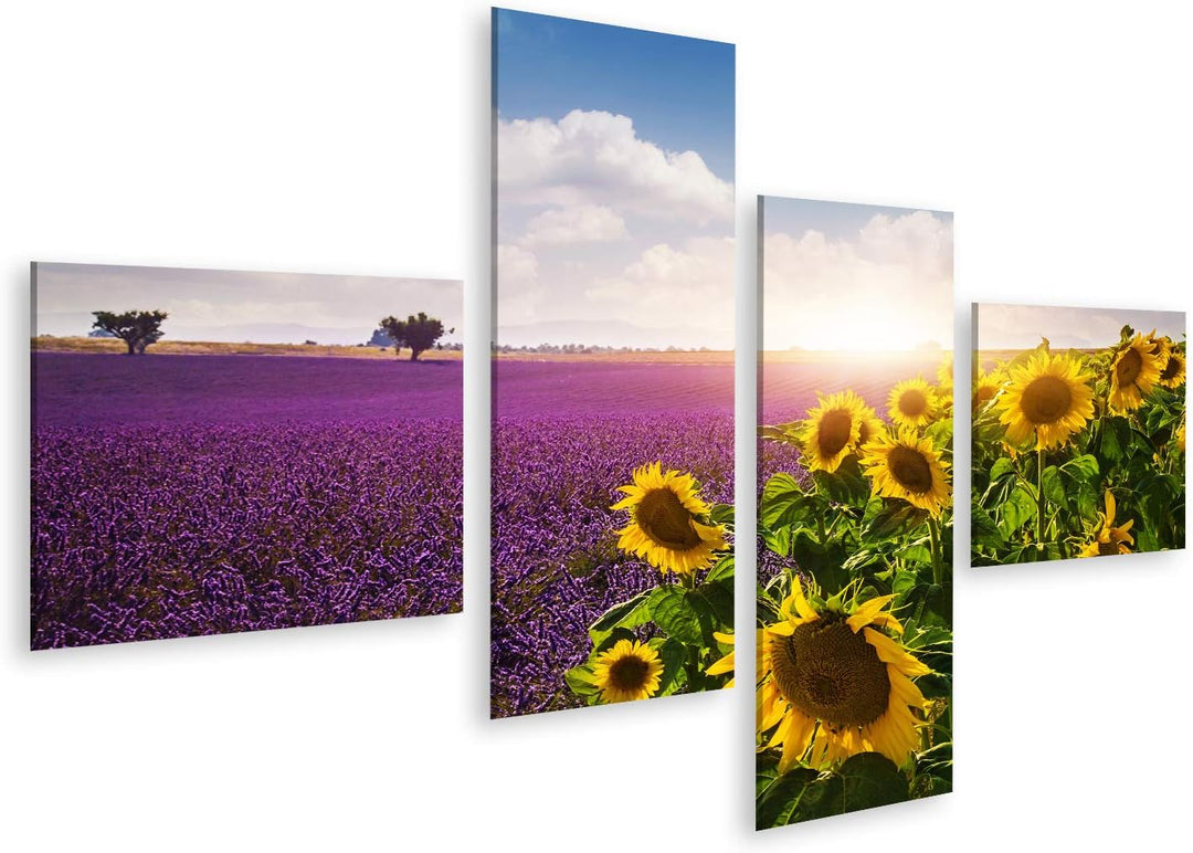 islandburner Bild auf Leinwand Lavendel Sonnenblumen Felder Provence Bilder Wandbilder Poster Leinwa