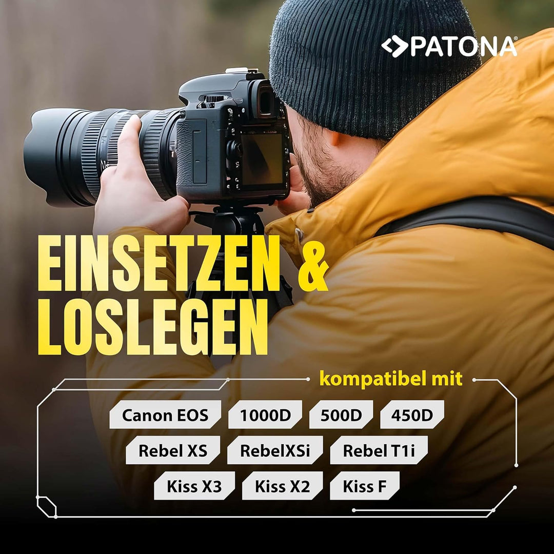 PATONA 2X Akku Ersatz für Canon LP-E5 LPE5 Battery Pack 850mAh 7.4V 6.3Wh | Ersatzakku für EOS Rebel