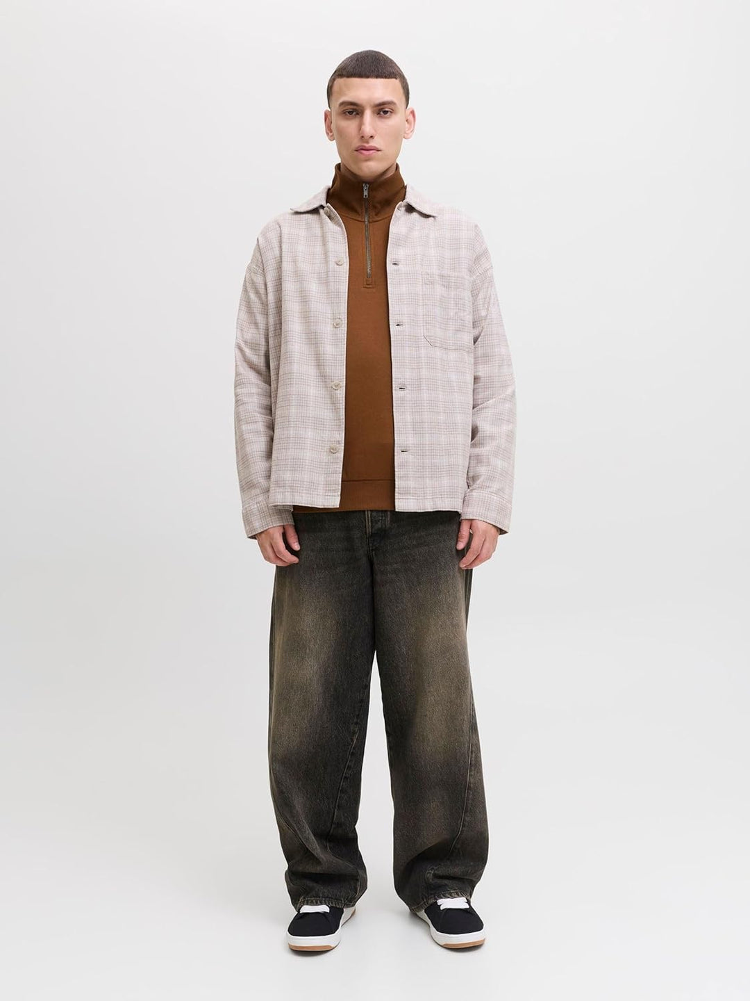 JACK & JONES Male Strickjacke mit Viertelreissverschluss Einfarbig Strickjacke mit Viertelreissversc