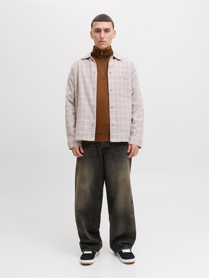 JACK & JONES Male Strickjacke mit Viertelreissverschluss Einfarbig Strickjacke mit Viertelreissversc