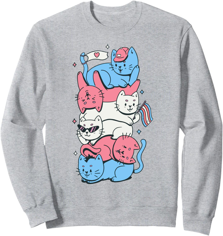 Transgender Stolz Lustige Kawaii Kitty Katze Stack Trans Sweatshirt