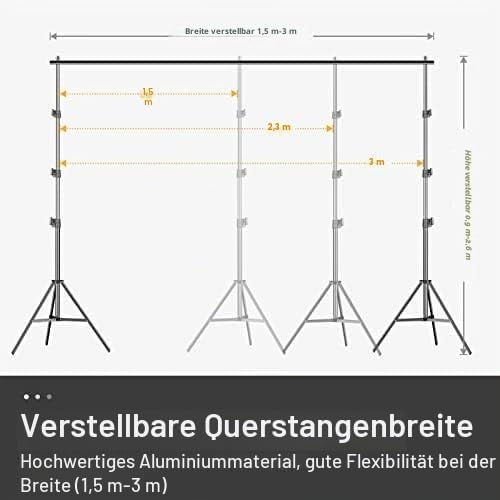 EMART Fotohintergrund Ständer 2,6m x 3m, Verstellbare Foto Hintergrundsystem Fotografie mit 2 Federk