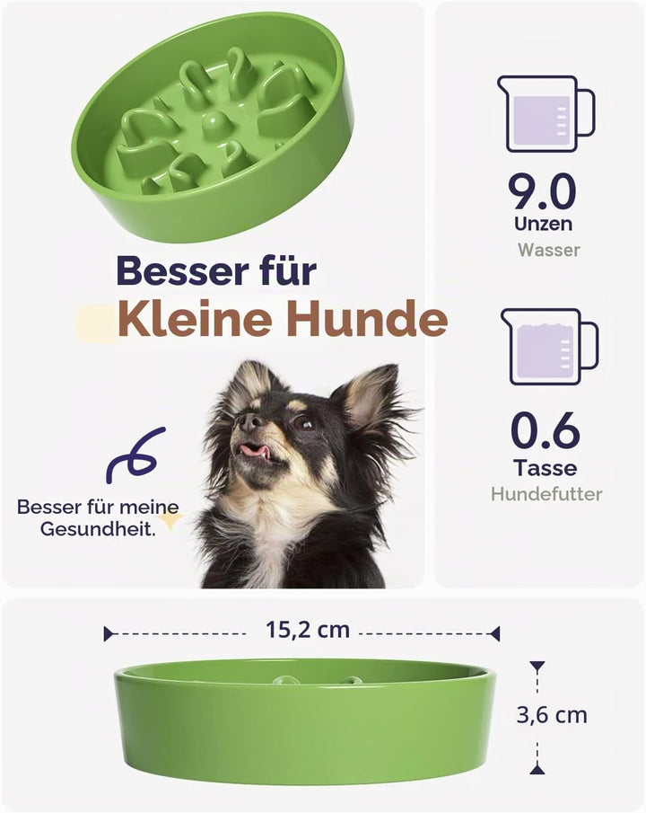 LE TAUCI Hundenapf aus Keramik, Antischlingnapf für Mittelgrosse und Kleine Hunde, Langsam Fressen u