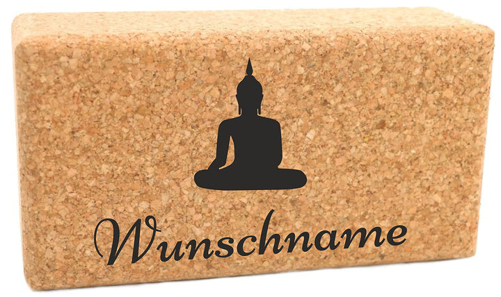 Yogablock Kork personalisert Wunschmotiv + Name - 22.5 x 12 x 7.5cm - Dein eigener Yoga Block mit La