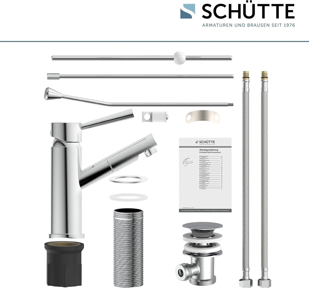 Schütte Waschtischarmatur Cornwall, Badarmatur, Wasserhahn für das Bad, Einhebelmischer mit Ablaufga