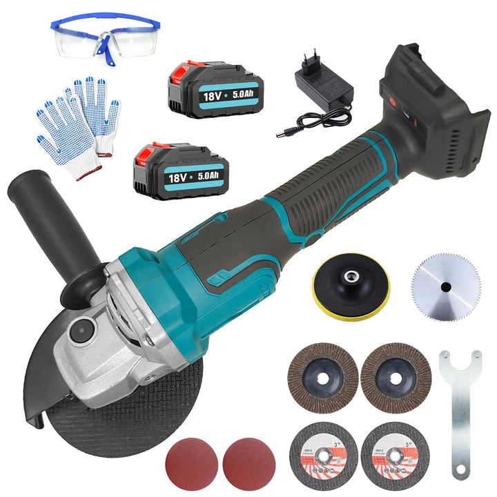 Akku Winkelschleifer Set mit 2x 18V 5000mAh Akkus & Ladegerät – Multischleifer mit 5-in-1 Funktion |