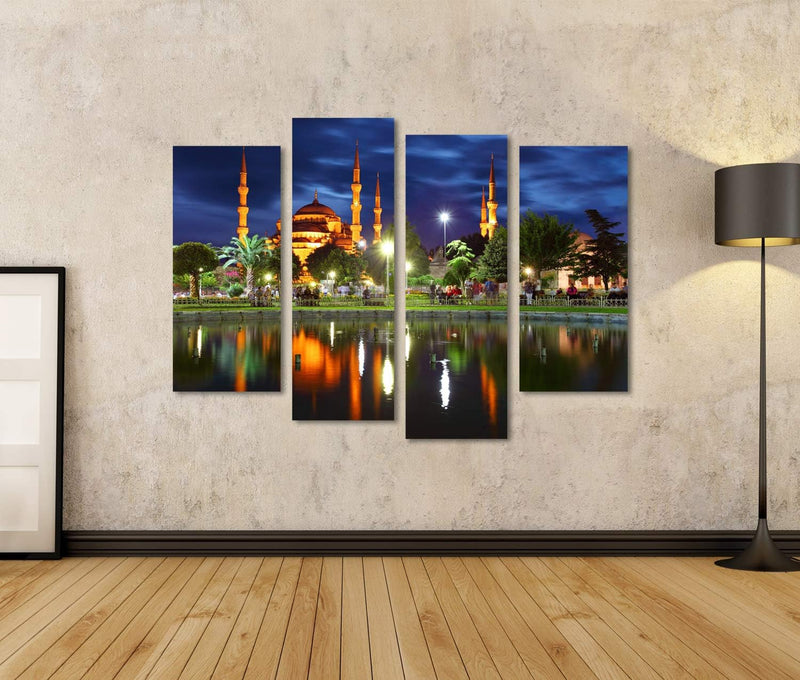 Bild Bilder auf Leinwand Blaue Moschee - Istanbul Türkei Wandbild Poster Leinwandbild Raj 130x80cm -