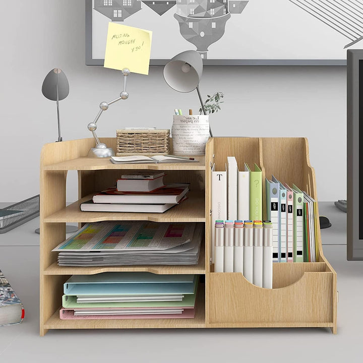 PUNCIA Dokumentenablage A4 Briefablage Ablagefächer Holz Schreibtisch Datei Organizer Papierablage A