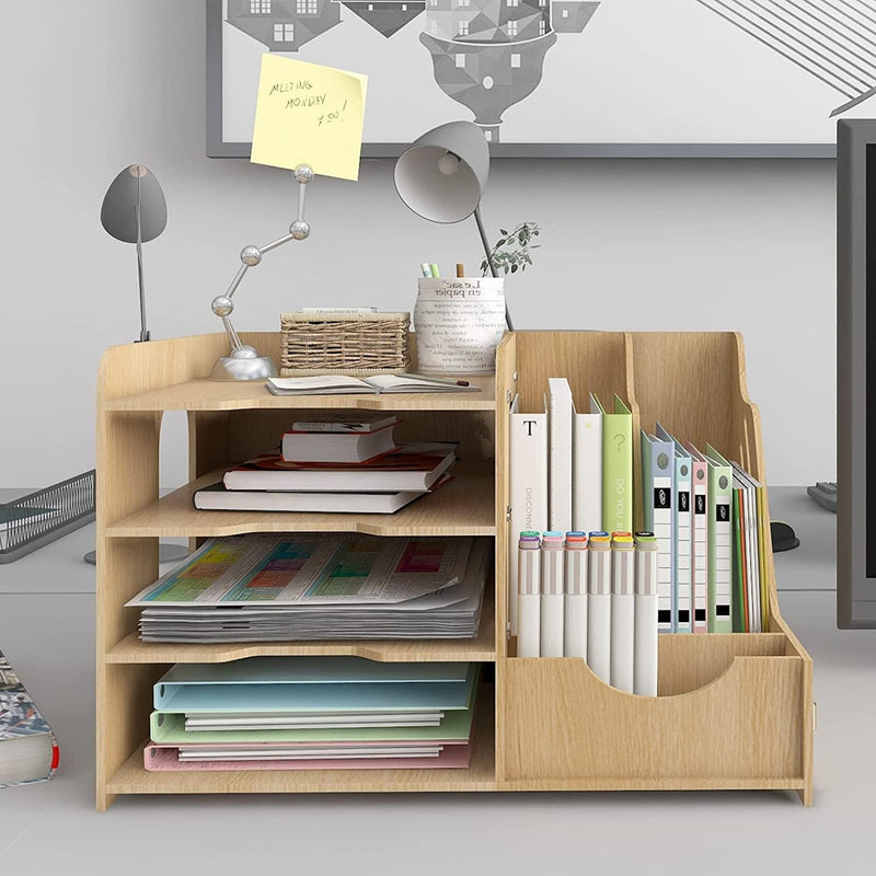 PUNCIA Dokumentenablage A4 Briefablage Ablagefächer Holz Schreibtisch Datei Organizer Papierablage A
