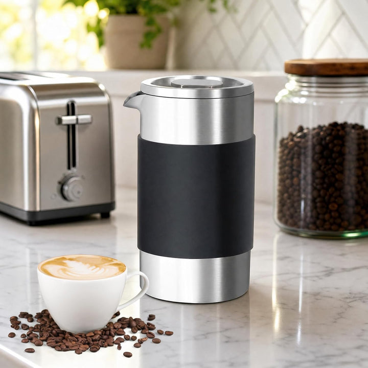 French Press 350ml, Kaffeepresse aus Edelstahl, 2-3 Tassen Kaffeebereiter Doppelwandig Thermo Warmha